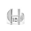 Ring - LUXENTER - Alphabet H - Adjustable Size - Rhodium Plated - Silver