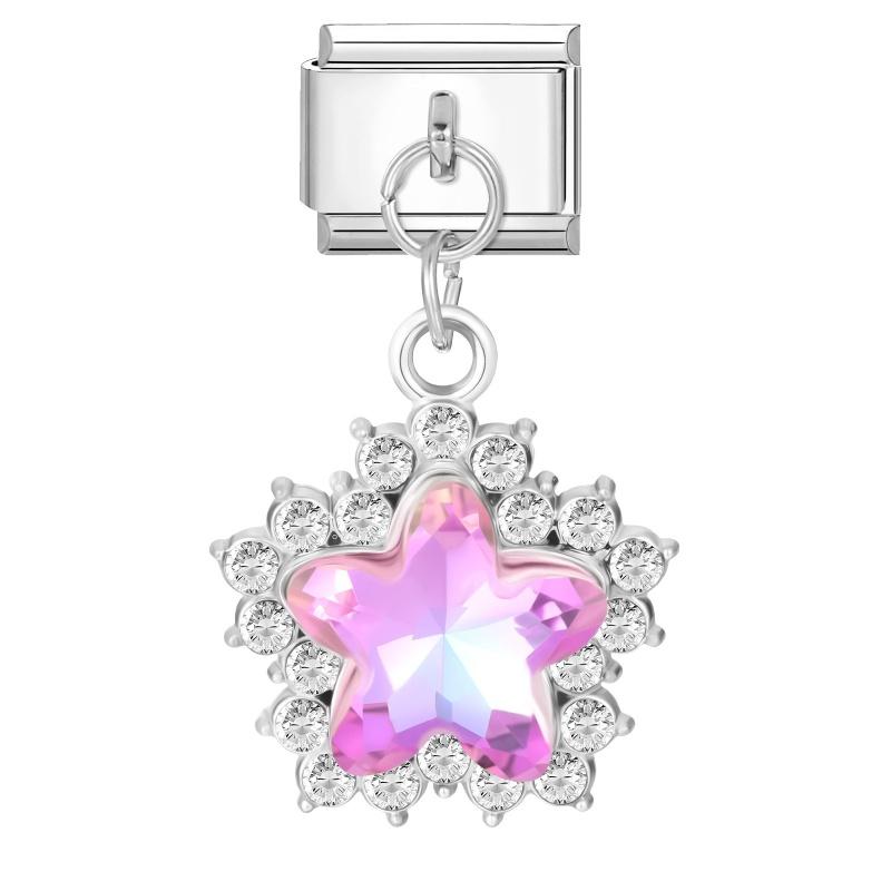 Women Fashion Zircon Star Butterfly Golden Heart Tassel Chain Italian Charms Fit 9mm Stainless Steel Bracelet DIY Jewelry Gift