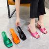 Summer Green Women's Shoes Slippers Silky Wide Band Transparent Strange High Heels Comfortable PU Leather Slides Sandals Pumps