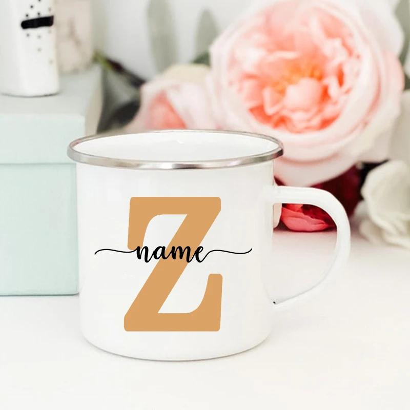 

Custom Cup Customized Coffee Enamel Mugs Personalized Initial Name Mug Outdoor Cups Anniversary Couple Engagement Wedding Gifts 360ml