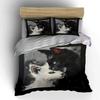 Abstract White And Black Cat Art Set Soft Comfortable Duvet Cover Bedding Set Included 1*Duvet Cover & 2*Pillowcases, Gift
