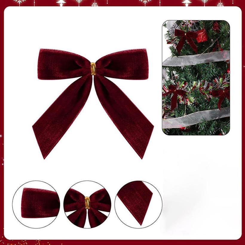 10PCS Velvet Bows for Christmas Tree Decor Wreath Garland Velvet Bow with Twist Tie Ribbon Ornament Diy Craft Holiday Wrapping Decorations