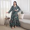 AB341 V-Neck Rhinestone Plus Size Long Dress – Fashion Print Southeast Asian Robe