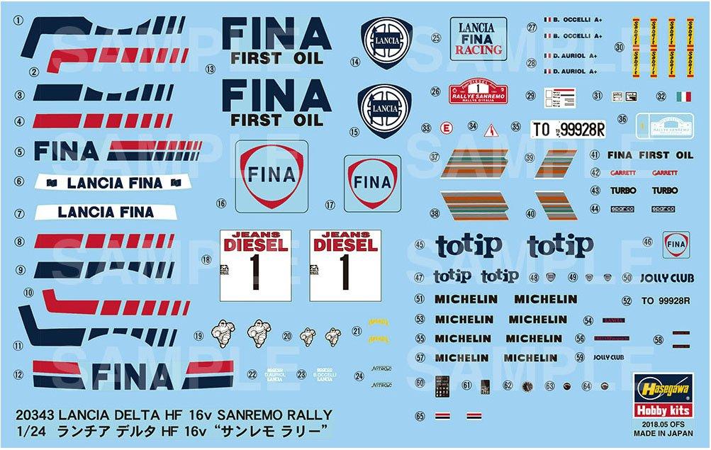 Hasegawa Lancia Delta HF 16v San Remo Rally Plastic Model 20343 1/24