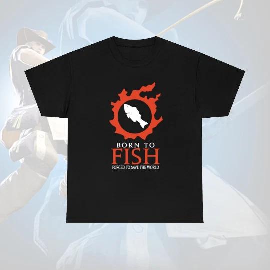 Born to Fish Forced to save the World - Funny FF14 MMORPG meme T-Shirt XL
