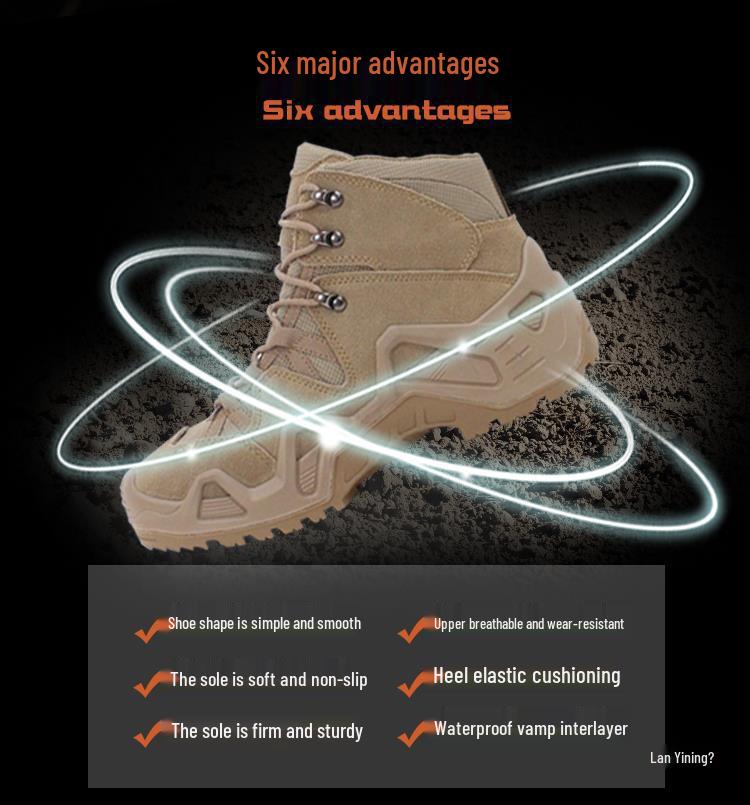 US Army Desert Waterproof Anti-Stab Combat Boots - Non-Slip Tactical Hiking & Mountaineering Shoes for Spring & Autumn