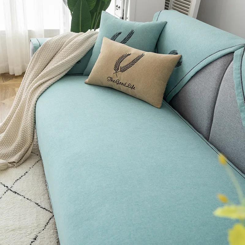 Baumwolle Leinen Sofa Matte Feder Anti-Rutsch Staubdicht Bequemes Sitzkissen Einfache Heim Wohnzimmer Dekoration Rückenlehnenbezug