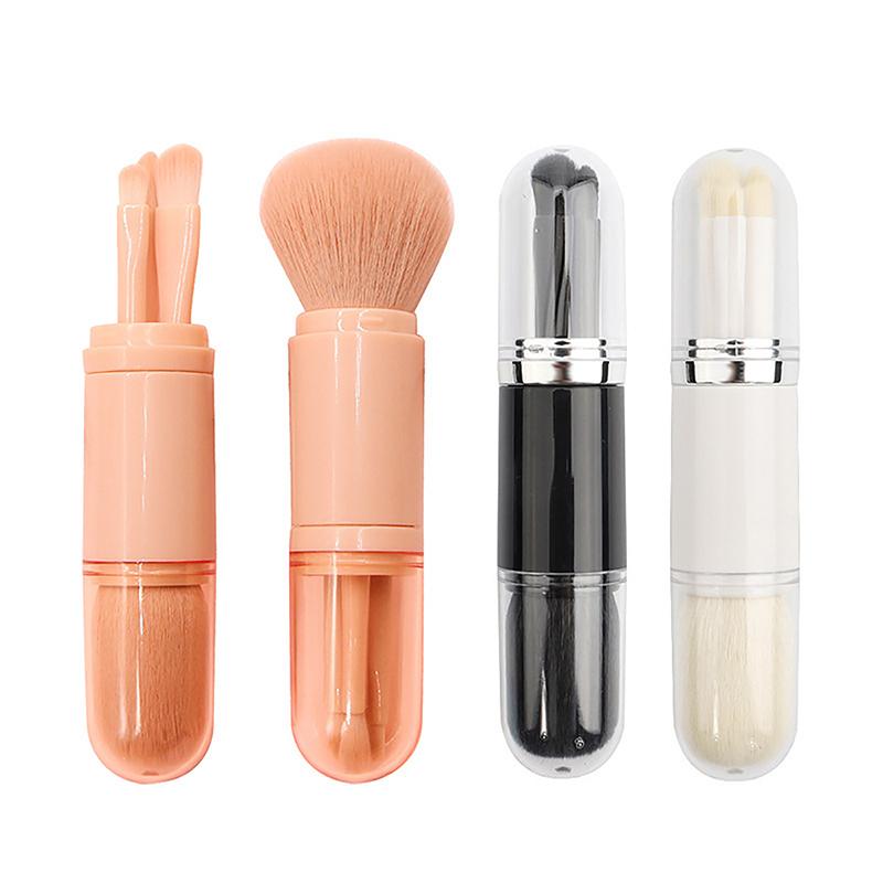 Teleskopický štětec na make-up 4 v 1 Přenosné cestovní štětce na make-up Sada očních stínů Sypký pudr Mini štětec na make-up Beauty Tools