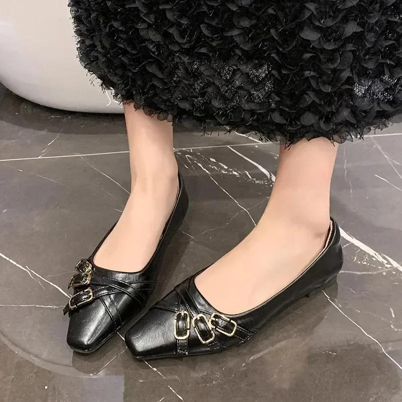 Fashion French Style High-End Feel Cross Strap Mary Jane Flats Women's Shoes 2025 Spring New Style Versatile Bean Shoes For Adults