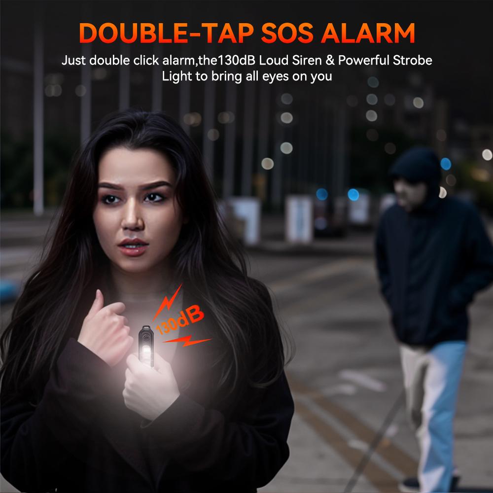 Nocclili Persönlicher Selbstverteidigungsalarm für Frauen 130dB Mit LED-Licht Wiederaufladbarer Schlüsselanhänger Notfall Anti-Angriff Sicherheit
