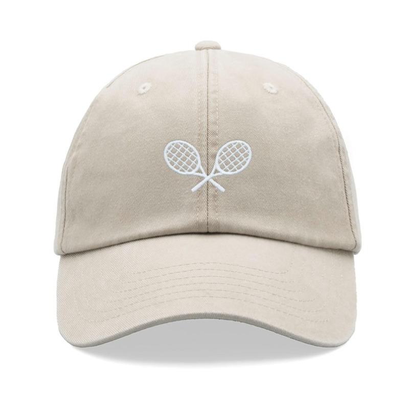 

1pc Tennis Racquets Crossed Retro Washed Baseball Caps for Women,fashion Simple Unisex Adjustable Dad Hat for Faded Sport Ues Adjustable бежевый
