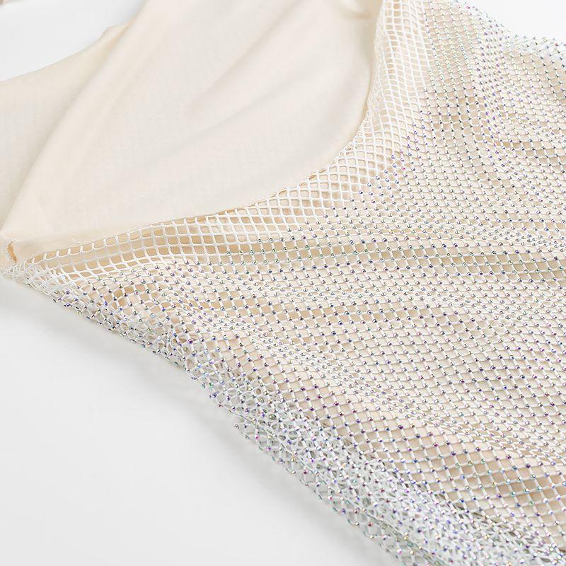 Kaslead New Arrival Women's Fashion Style Fashion Simple Slim-Fit Figure Flattering Shiny Diamond Skirt