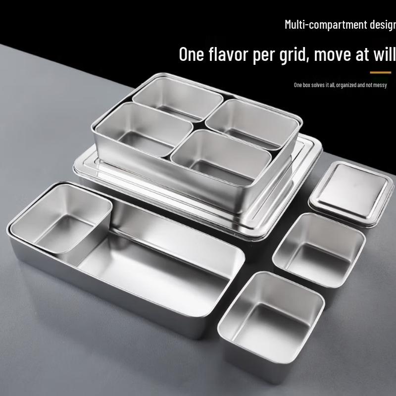 Stainless Steel 6-Compartment Condiment Box