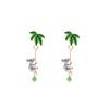 Fresh Mori Green Leaf Koala Fringed Earrings Niche Design Cute Temperament Earrings