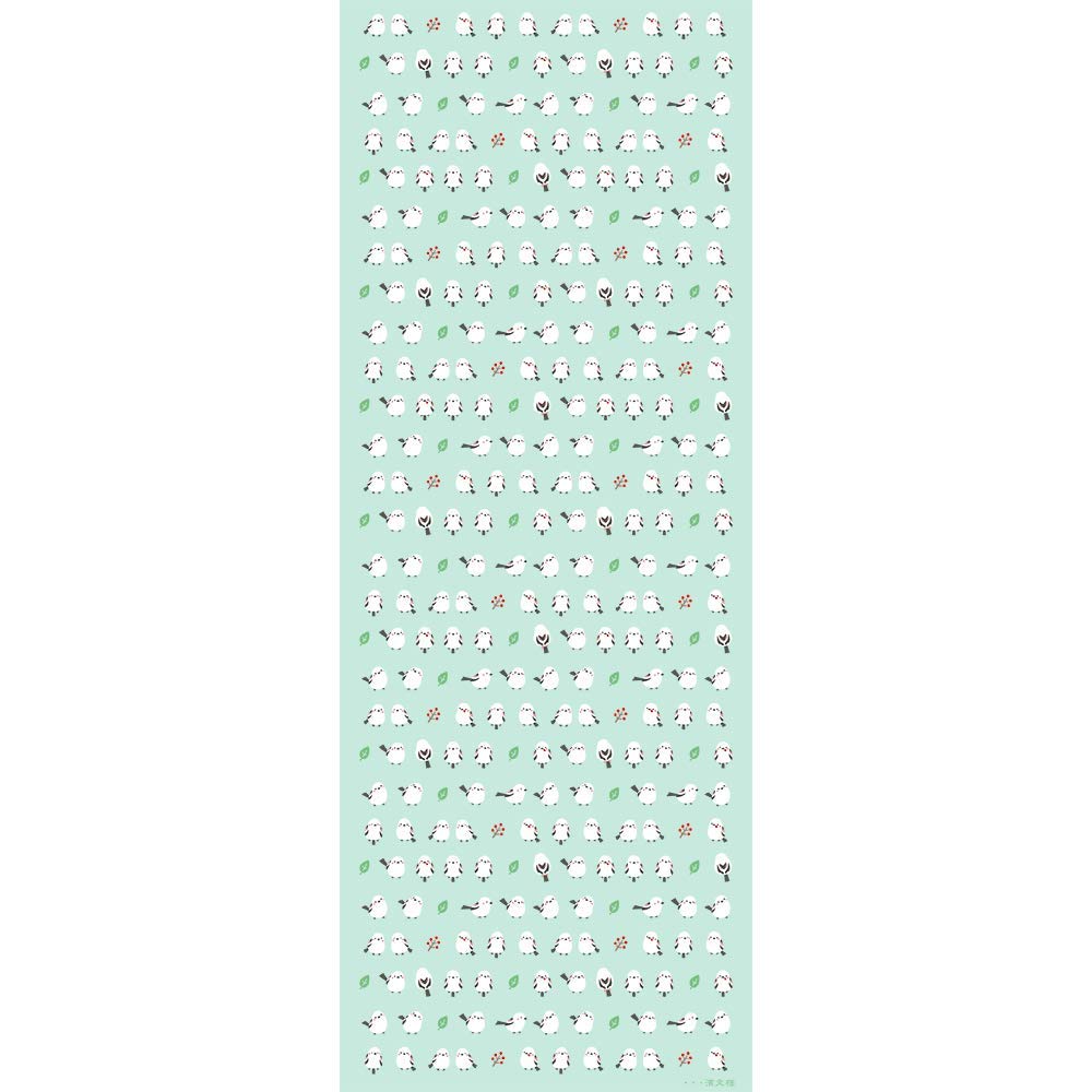 Hamamonyo Tenugui Hand Chankoi Shimaenaga Design Emerald Blue (Japanese Towel) - (long-tailed Tit)
