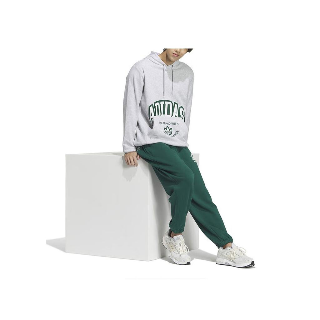 Adidas Originals Letter Logo Printed Hooded Sweatshirt Men Sweatshirt Gray JE3481