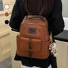 Backpack Backpack Women's Lightweight Large Capacity Oily Leather Belt Backpack Women's Fashion School Bag Hook Upgraded