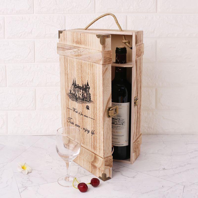 Vintage 2 Red Wine Bottle Box for Carrier Crate for Case Storage Carrying D
