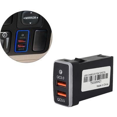 1PC Ambient Light Charger Car Interface Socket Double Connector Double QC3.0 Voltage Display For Toyota Old LC120