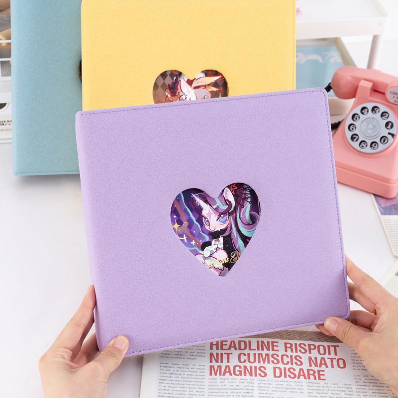 Heart Cutout Binder 5 Pocket 6 Pocket Card Album, Large 50 Pages Kpop Idol Photocard Holder, Soft PU Card Collect Book for Fans