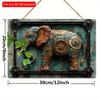 2D Flat Wooden Sign 30*20cm Steampunk Elephant Wooden Wall Art, Rustic Wooden Decorative Sign, Decorative Plaque for Home, Gym, Bathroom, Artistic