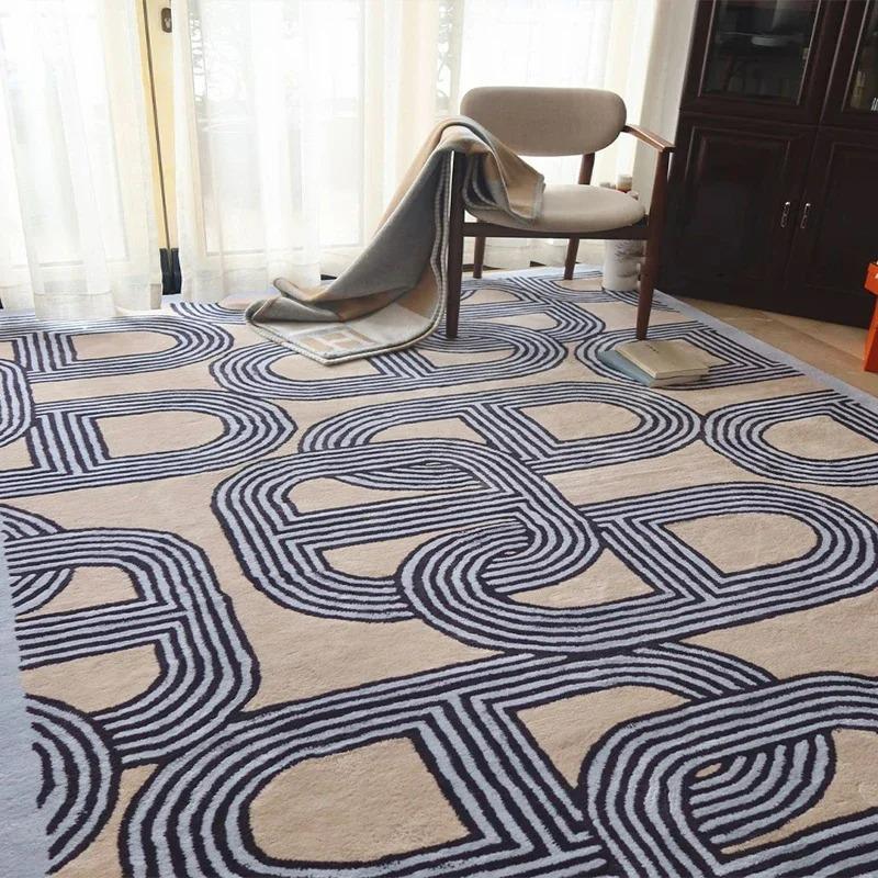 Abstract Geometric French Carpet Modern Simple Floor Mat for Living Room Bedroom Decor Easy To Clean Home Office Sofa Lounge Rug