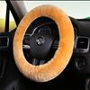 OFLBA Real Fur Car Steering Wheel Cover Auto Australian Sheepskin Steering Wheel Covers Universal Warm