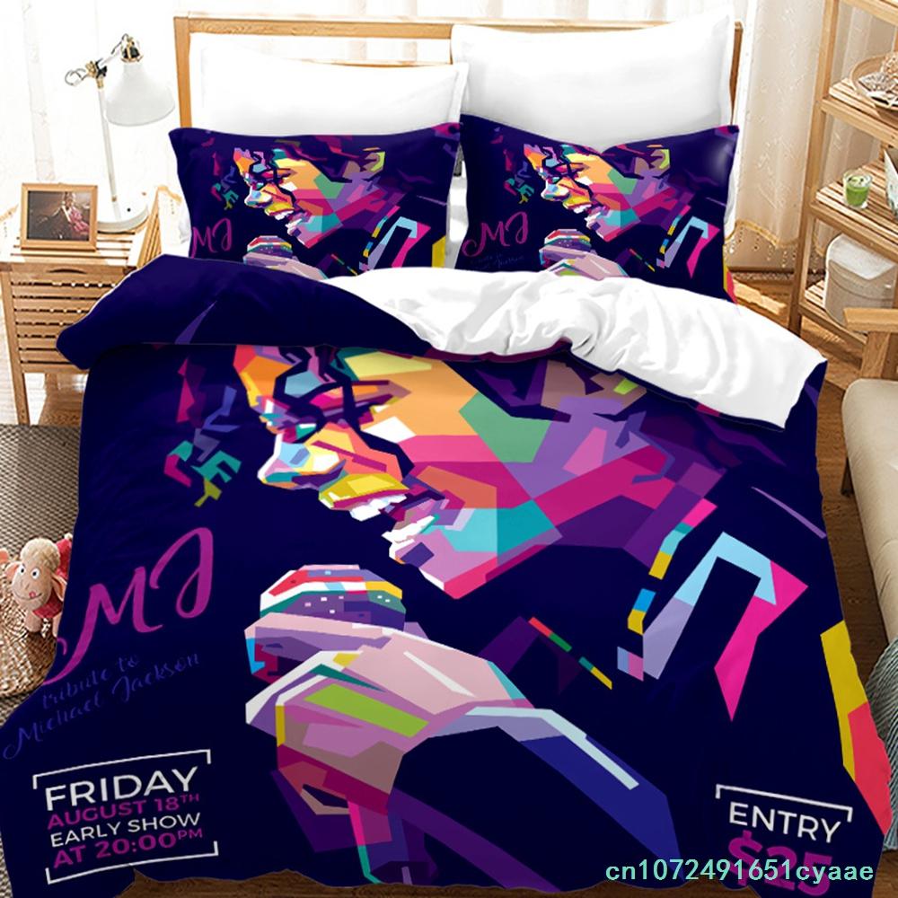 Michael Jackson Ensemble de Literie Simple Jumeau Complet Queen King Size Génie Musical Ensemble de Lit Chambre d'Adolescent Housses de Couette 015 EU single(135x200cm) ivoire