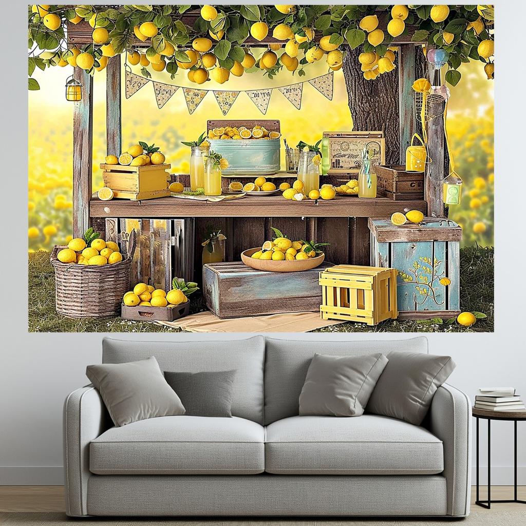 1 lemon water stall themed background banner, suitable for holiday party decoration, suitable for birthdays and weddings