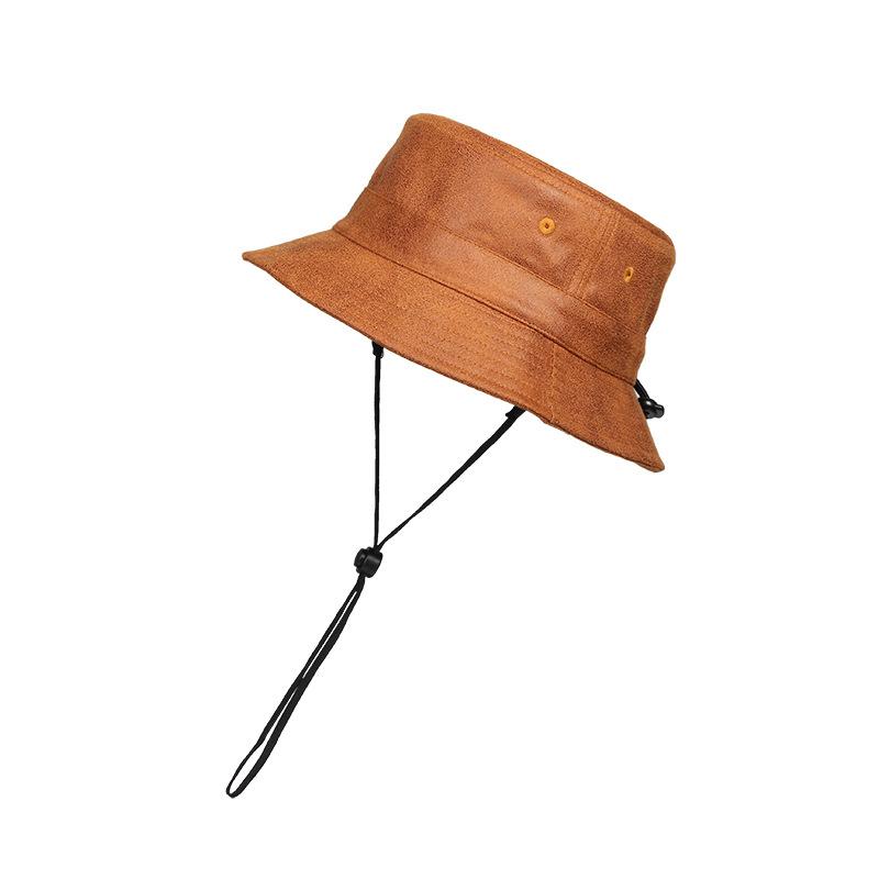

65cm XXL Big Size Cap for Man Imitation Suede Bucket Hat Imitation Suede Sun Hat Leather Large Head Spring Summer Drawstring Hat M 56-58cm