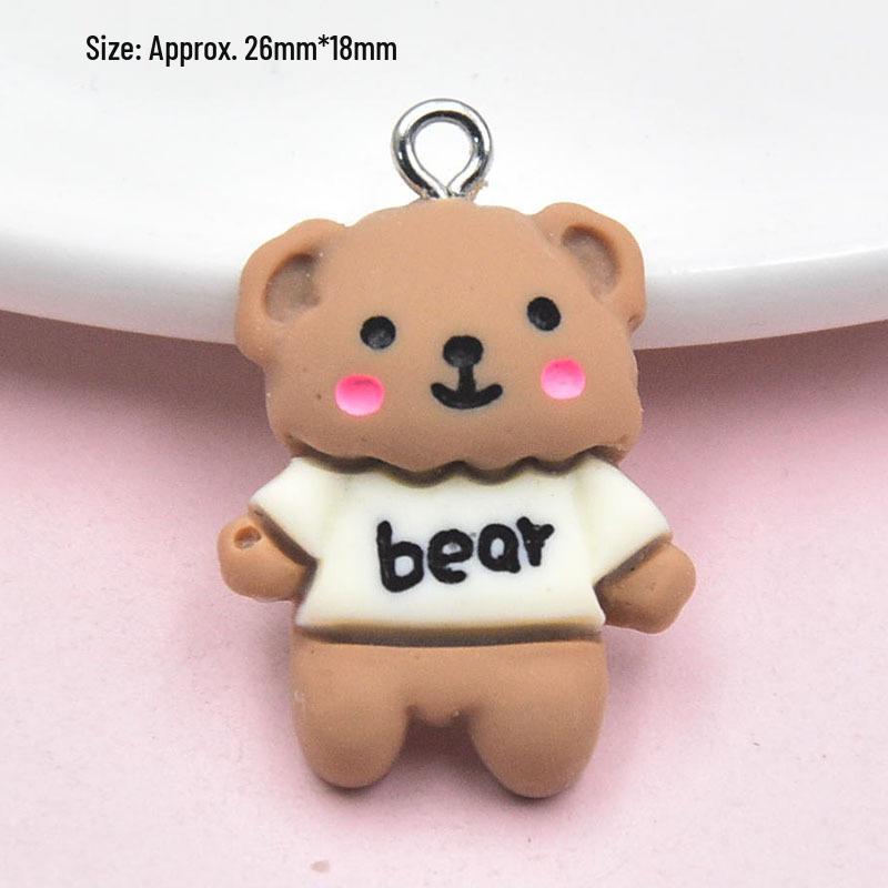 Resin Cartoon Animal Pendants: Bear Earrings  Keychain Charms - DIY Jewelry Accessories