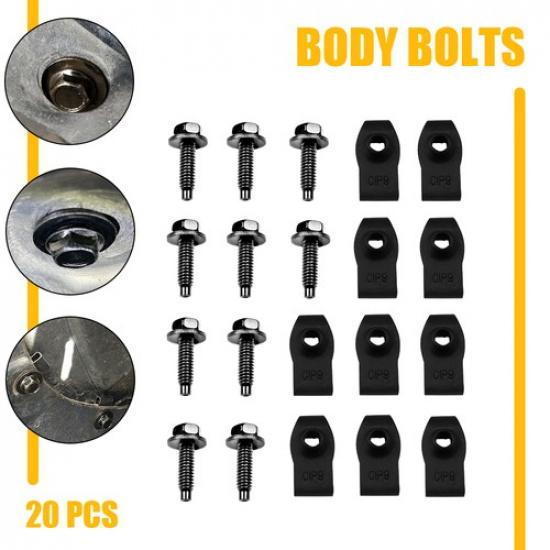 40PCS Car Metal Screw Fender Body Retainer Bumper U Nut Clips Fastener Gasket 20PCS