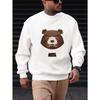 Men's ANGRY BEAR Graphic Casual Crewneck Sweatshirt 100% Cotton Printed Long-Sleeve Crew Neck Pullover