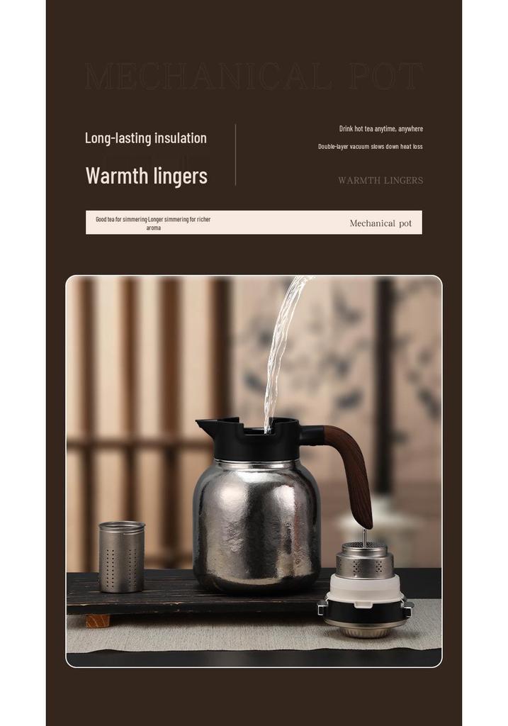 Pure Titanium Insulated Stewing Pot with Handle and Smart Temperature Display for Tea, Coffee, and Water Separation, Large Capacity.
