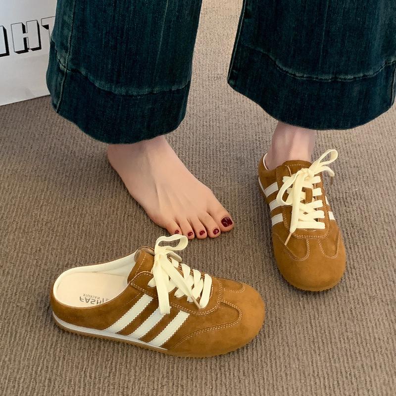 Baotou half slippers women's spring and summer outer wear 2025 new heelless red German training shoes lazy person one foot cool slippers
