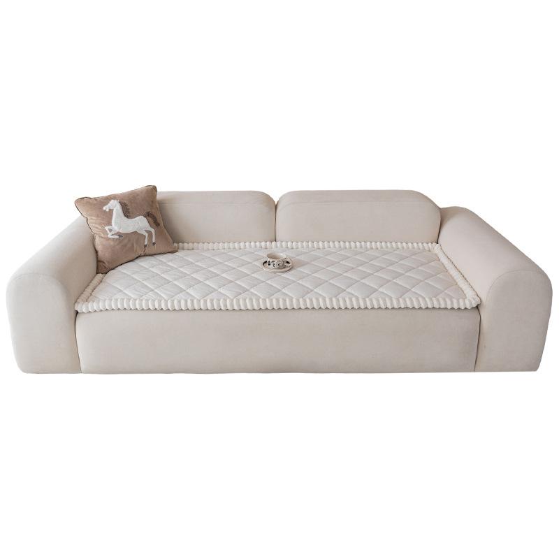 White Diamond Patterned Sofa Cushion Short Plush Thick Sofa Cover Anti Cat Scratch Anti Slip One-piece Straight Sofa Towel Four Season Universal