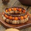 Hot-selling summer handmade beaded bracelet men's retro style multi-layer elastic line wooden bead coconut shell agate bracelet