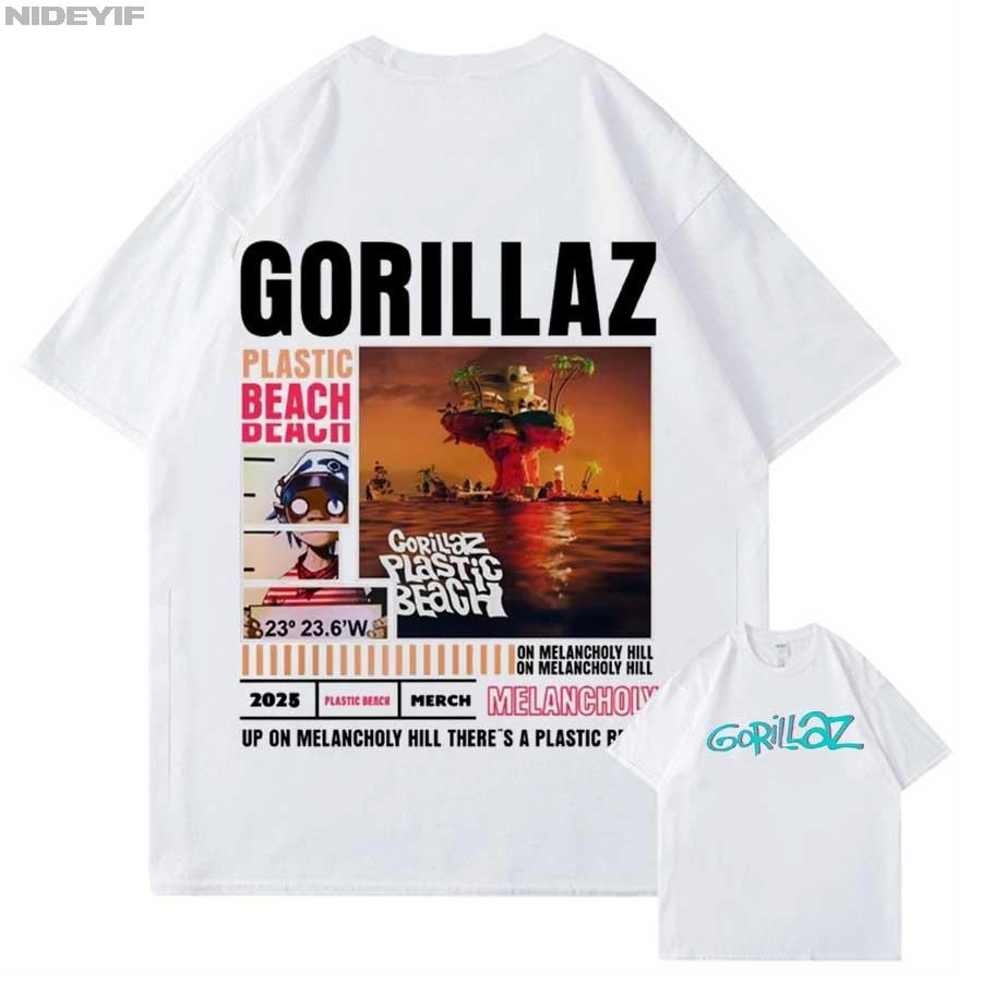 Rock Band Gorillaz Merch T Shirt for Men Women Hiphop Streetwear Oversized Tops 100 Cotton TShirt 12231