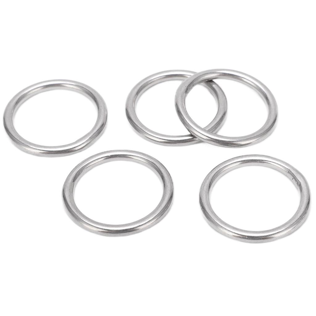 5PCS Welded O Ring Stainless Steel Marine Grade Round Ring for Sailing Diving Luggages4x30mm
