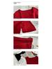 LUXI 2024 Summer Women's Short Sleeve Square Neck Slim Fit T-shirt - Solid Color, High Waist, Exposed Collarbone Style