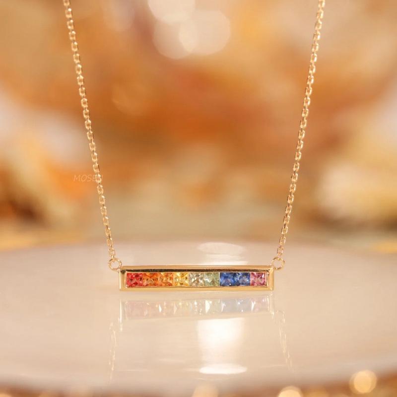 Women s Rainbow Rock Candy Necklace: Simple Korean/Japanese Clavicle Chain with High-End, Versatile Design