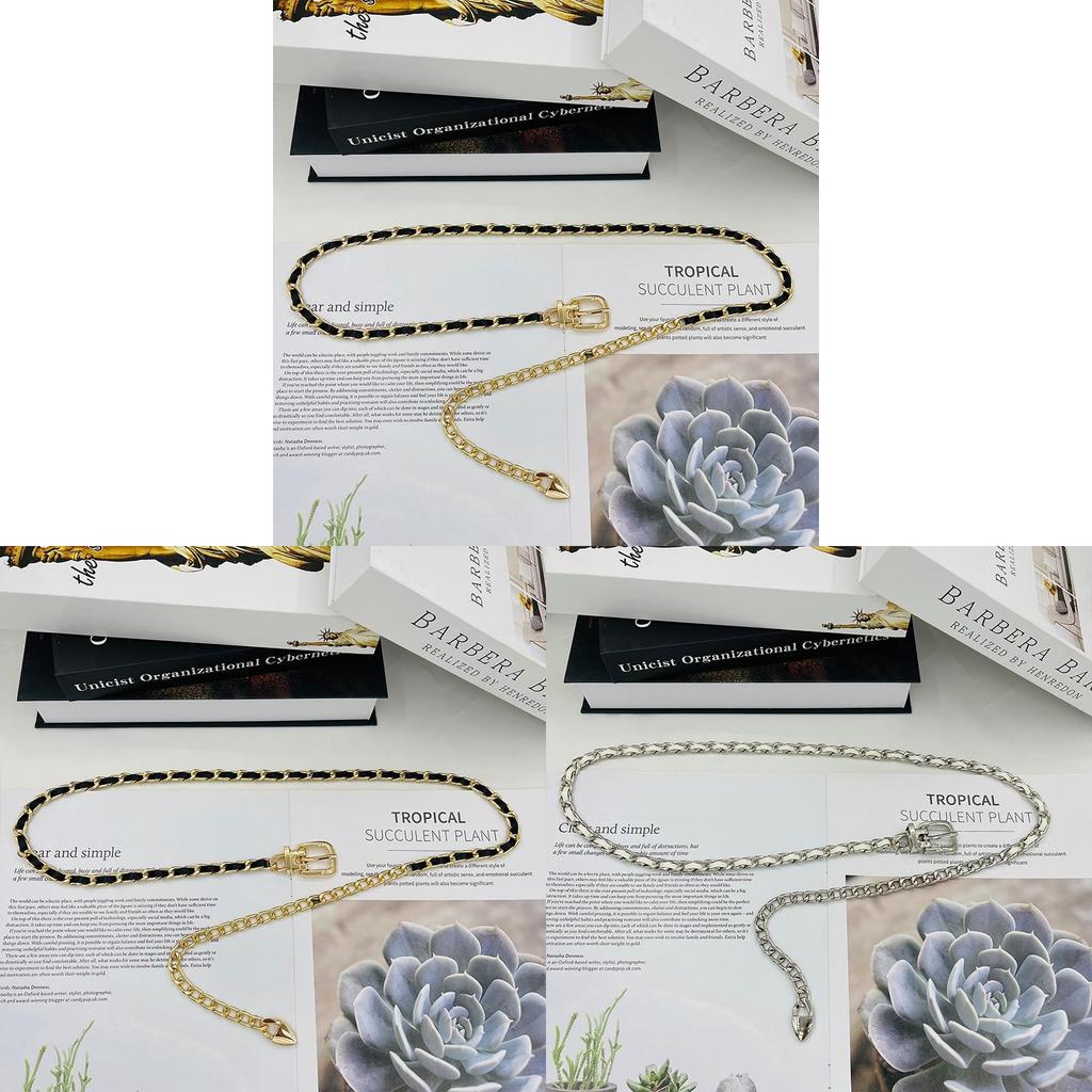 Women Waist Chain Fashion Metal Woven Belt With Hook For Summer Casual Wear