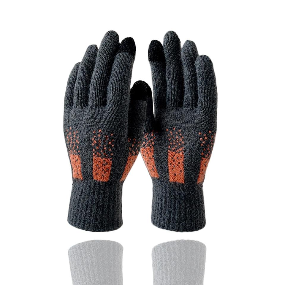 High quality business men's knitted warm gloves Winter weatherproof thickened outdoor touch screen cycling gloves