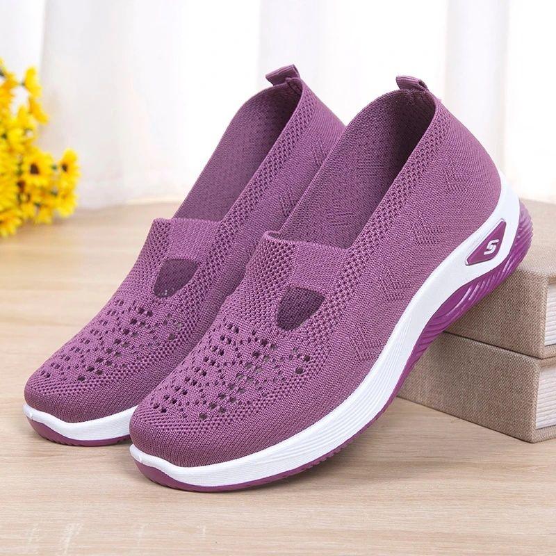 Summer Comfortable and Breathable Casual Women's Shoes Flat Bottomed Hollow Mesh Fabric Shoes for Women