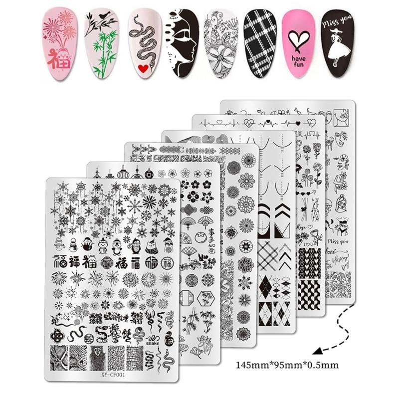 Nail Stamp Plate Nail Art Templates Heart Flower Nail Art Plates for DIY Nail Art Decorations Nails Art Stamping Plates