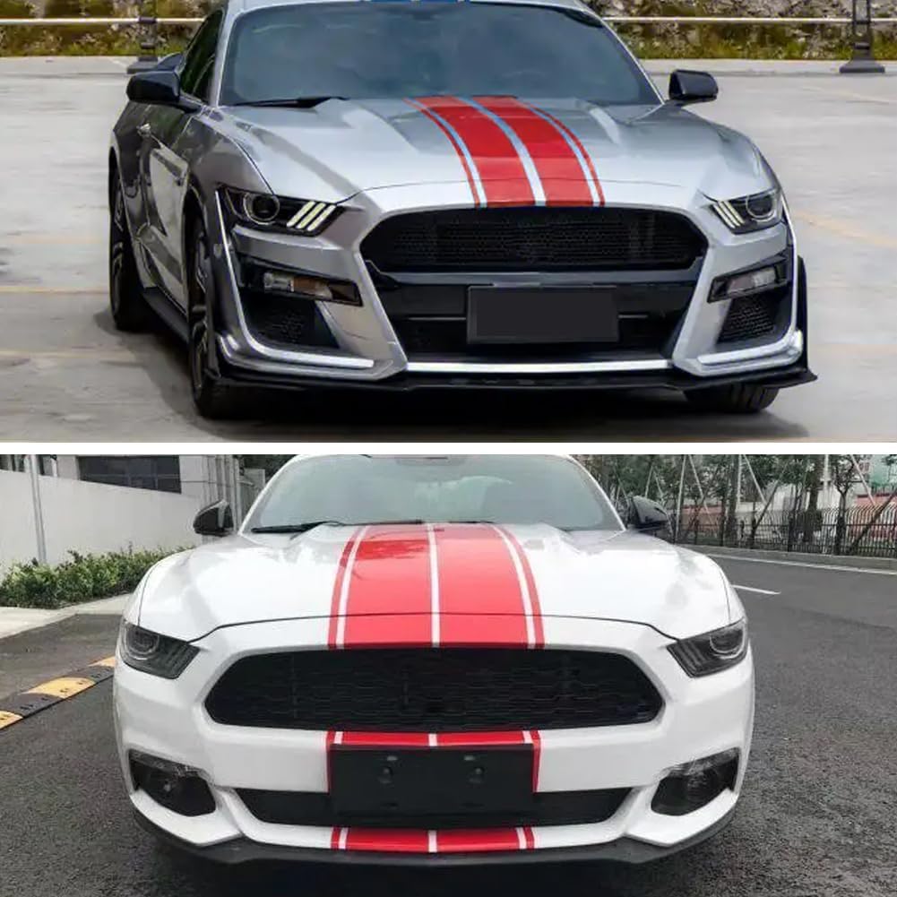 Car Hood Stripe Sticker Universal Auto Racing Stripes Body Side Decal Vinyl Stripe Sticker Accessories Modified Decoration For Car Vehicles (Red, 63