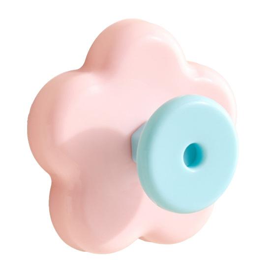 Flower Shape Suction Cup Hook, No-Drill Plastic Cabinet Handles, Rotatable Knob Adjustable Buckle for Kitchen Bathroom