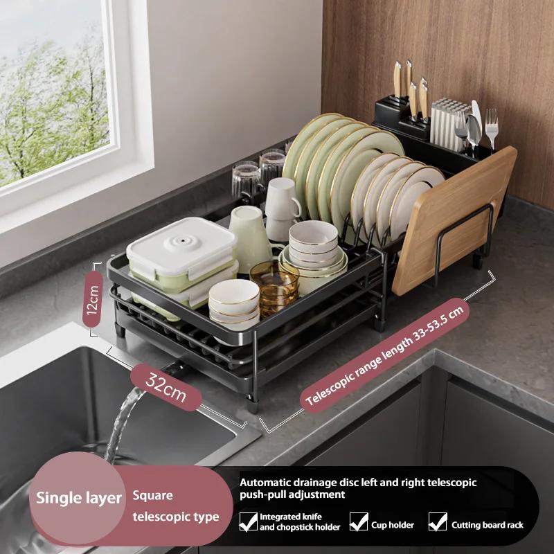 Multifunctional Dish Rack for Kitchen Counter Large Dish Drainer with Drainboard Storage Rack Kitchen Dish Drying Rack