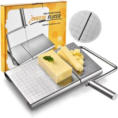 Gugrida Cheese Knife Cheese Cutter and Cheese Cutter Cheese Cutter with Bulk Cheese Cutter Plate with 5 Alternative Wires Stainless Steel Precision
