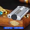 Windproof Diamond Studded Straight Forward Lighter Blue Flame Inflatable Lighter with Visible Gas LED Light  Gift for Boys
